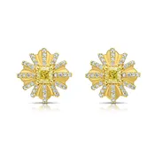 0.69ctw Yellow Square Radiant Diamond Flower Stud Earrings