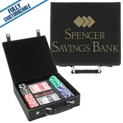 100 Chip Engraved Leatherette Poker Set Fully Customizable: Black/Gold