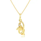 0.02 ct. Diamond 14K Yellow Gold Dolphin Pendant