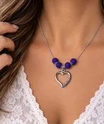 Pewter Opened Heart w/ SS chain