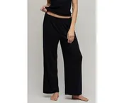 Barefoot Dreams Pointelle Rib Pant with Scallop Trim Black