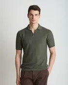 Army Green piqué pure cotton polo shirt