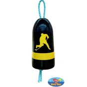 Decorative Hanging Maine Lobster Buoy - Black Yellow Hockey Player