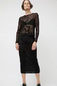 Ali Golden Floral Mesh Pencil Skirt in Black and Brown Floral