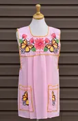 Baby Pink Gingham Cross-Stitch Embroidered Apron