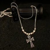 Beaded Cross Pendant Necklace