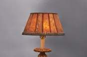 Art Deco Ribbed Two Tone Mica Lampshade with Gilt Gesso Border