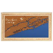 Cherry Grove, South Carolina Stained Wood and Distressed White Frame Lake Map Silhouette