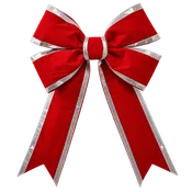 24" Bow Red Velvet Silver Trim 4-Loop