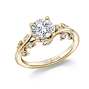 R868Y - Elma Designs Diamond Engagement Ring 18K Yellow Gold Leaf Design