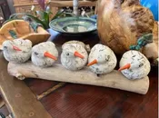 Five White Birds on a Stick — Handcrafted Coastal Accent, 15″ Long