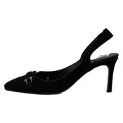 Manolo Blahnik Slingback Kitten Heels Black Canvas, Size 36