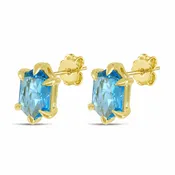 Azure Edge Blue Topaz Stud Earrings