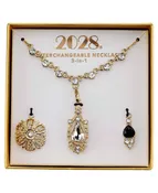 3-In-1 Crystal Teardrop Interchangeable Necklace Set 16" + 3" Extender