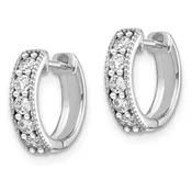 14K White Gold Lab Grown Diamond Huggie Hoop Earrings — Modern Metalsmith