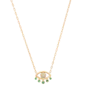 Azura Gold & Diamond Eye Drop Emerald Necklace