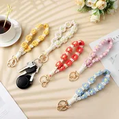 Boho Macrame Flower Keychain Wristlet