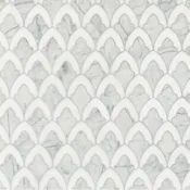 Afyon White, Avenza Dark Multi Finish Sophia Marble Mosaics 8 3/4x13 1/2