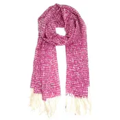 100% Wool Scarf Checkerboard Print - Fuchsia