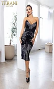 241C2301 Bodycon Strapless Tulle Black Silver Column Evening Dress