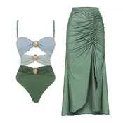 Hollow Out Swimwear with Cover Skirt