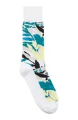 Abstract Leaves Print Socks - White