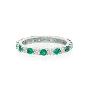 Alternating Diamond and Emerald Band