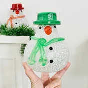 Blown Glass Snowman - Green Scarf Medium