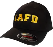 Black LAFD Flexfit Uniform Curved Bill Cap Gold Embroidery