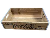 ***Solid Wood Soda Crate, Coca-Cola, Natural With Black Letters