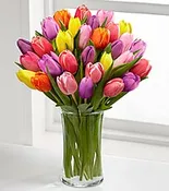 Abundance of Tulips Clear Vase