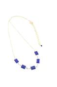 5 Faceted Rectangle Lapis Lazuli Gemstones on 14k gf Chain