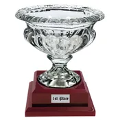 10.75" FANCY GLASS BOWL WITH ROSEWOOD FINISH BASE