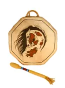 Plains Painted Drum Horse Head with Drum Stick and Handle
