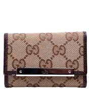 127048 GG canvas 6 Key Holder Brown