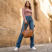 Ajo Leather Tote Bag - Caramel Brown
