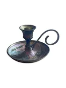 Vintage Brass Floral Chamberstick Candle Holder