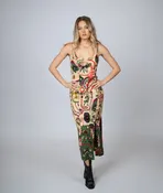 Artsy Surreal | Land Beige Sleeveless Midi Dress