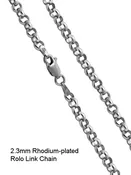 18" - 2.3mm ROLO Rhodium-Plated Sterling Silver Chain