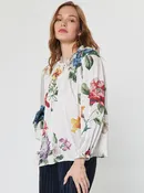 Floral Printed Ruffled Neck Long Sleeve Blouse