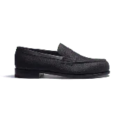 180 Loafer [Men Black with glitter effect goatskin]