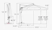 13' Cantilever Plus, Black Pole with Navy Canopy & Rolling Base