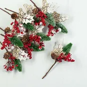 6" Merry Christmas Holiday Tree and Berry Pick