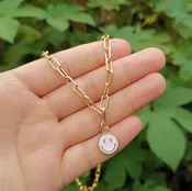Happy Mini Face Necklace - Baby Pink