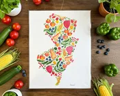 8" x 10" Print - Garden State Fruits & Vegetables