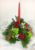 Joyful and Plaid Centerpiece with Candle
