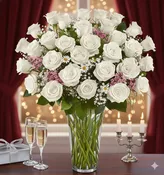 3 Dozen White Rose Vase