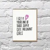 Bench Pressed Cute Pregnant Girls Card