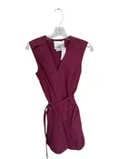 3.1 Phillip Lim Size 2 Maroon Cotton Cap Sleeve Side Buttons attaced belt Dress