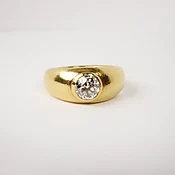 1.00 ct Old Euro round diamond, H/vs1, 18K yellow gold bezel set mtg (buy separately)